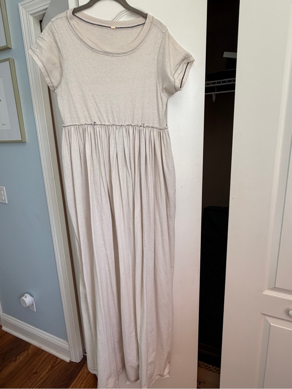 Free People Cotton Cream Short-Sleeve Maxi Dress